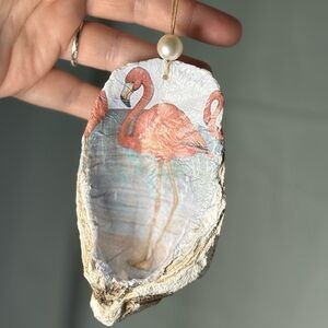 Handcrafted Flamingo Oyster Shell Ornament